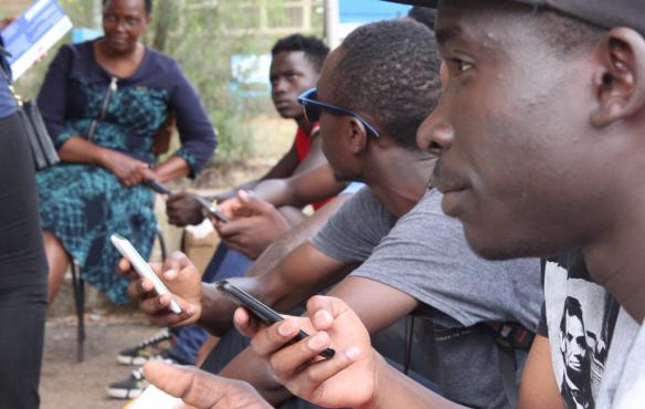 African men using smartphones