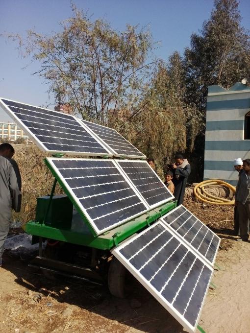 Suncity has developed a mobile solar pump for smallholder farmers in Egypt. Photo Credit: Solarcity