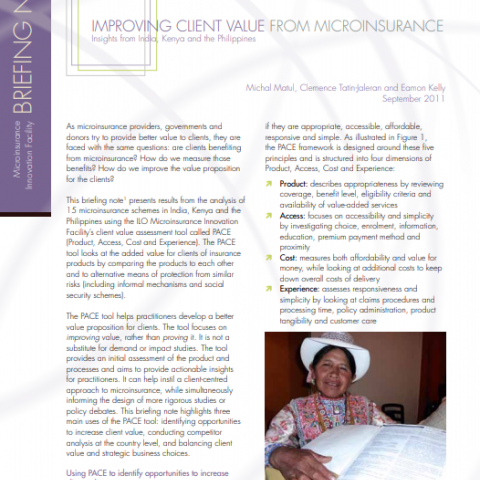 Improving client value from microinsurance: Insights from India, Kenya and the Philippines