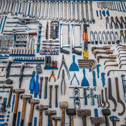 A wall full of tools